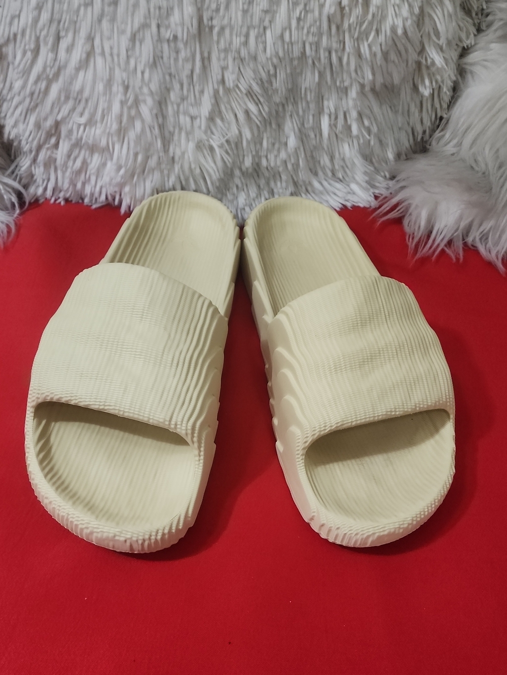 adidas Originals Adilette 22 Slides Yellow Ribbed Slide Sandals